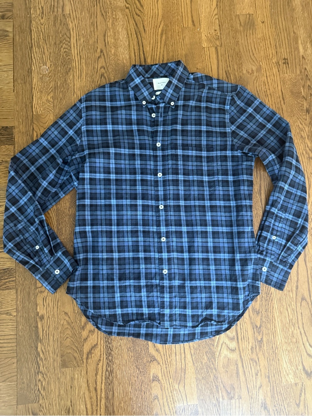 Billy Reid Men's Blue Plaid Button-Down Shirt